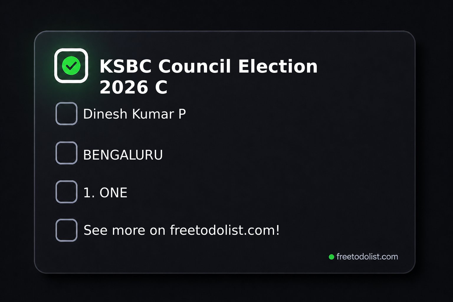 🔘 KSBC Council Election 2026 Candidates to Vote | Free Todo List